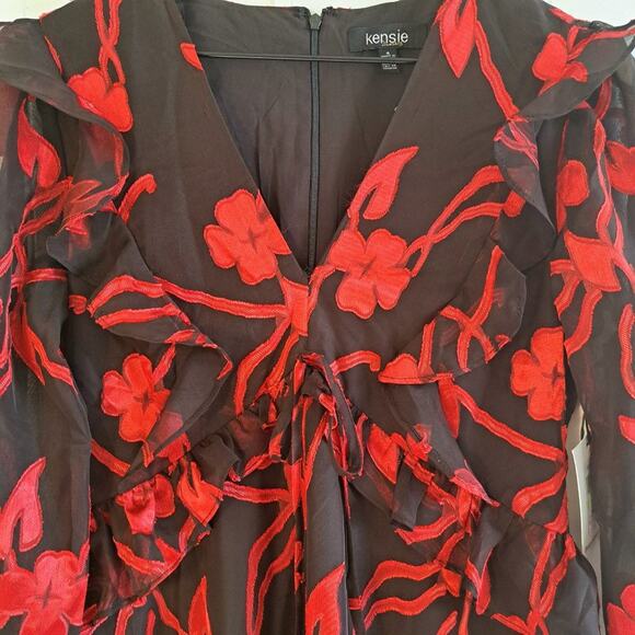 Kensie Floral Print Ruffled Dress - Picture 2 of 11